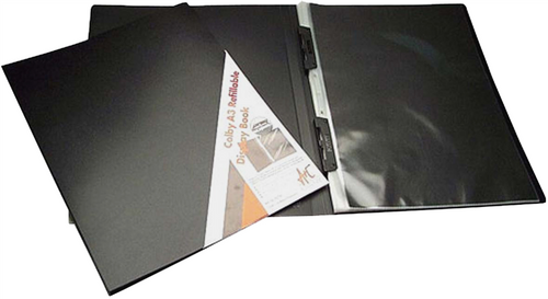 Colby Art 257A3 refillable A3 display book with 20 copy-safe pockets and black acid-free insert paper, front cover view