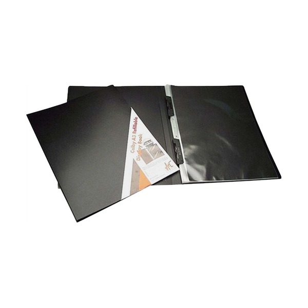 Colby Art 257A3 refillable A3 display book with 20 copy-safe pockets and black acid-free insert paper, front cover view