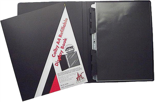 Colby Art 257A4 refillable A4 display book with black covers and 10 acid-free pockets