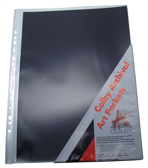 Colby Art 620A3P clear polypropylene A3 presentation sleeve with black acid free insert paper, pack of 10