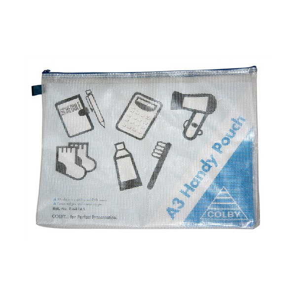 Colby C-641A3 Handy Pouch A3 PVC Zippered Blue