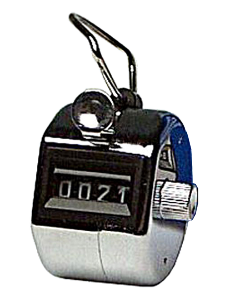 KW by Colby KW-241 chrome-plated 4-digit hand-held tally counter