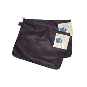 Two Colby C-642A4 A4 nylon double mesh bags in black with matching black zips and Colby header cards, shown overlapping on a white background