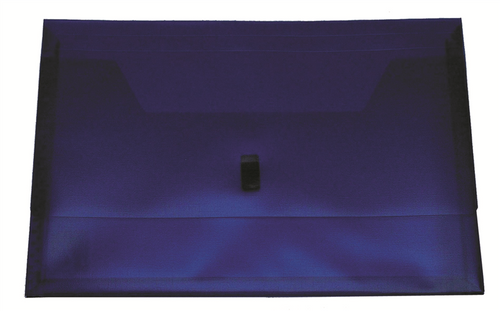 Colby POP purple translucent foolscap polywally wallet with hook and loop closure and 30mm gusset, pack of 12