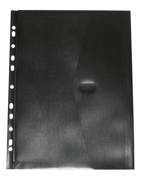 Colby POP A4 translucent black polywally binder wallet with hook and loop closure and 30mm gusset