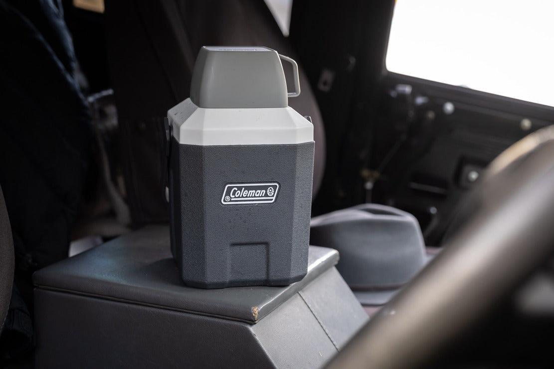Coleman Daintree 2.7L Extreme Jug Grey, shown in use, showing the grey drink cooler.