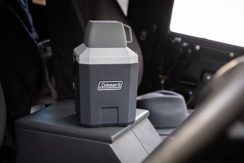 Coleman Daintree 2.7L Extreme Jug Grey, shown in use, showing the grey drink cooler.