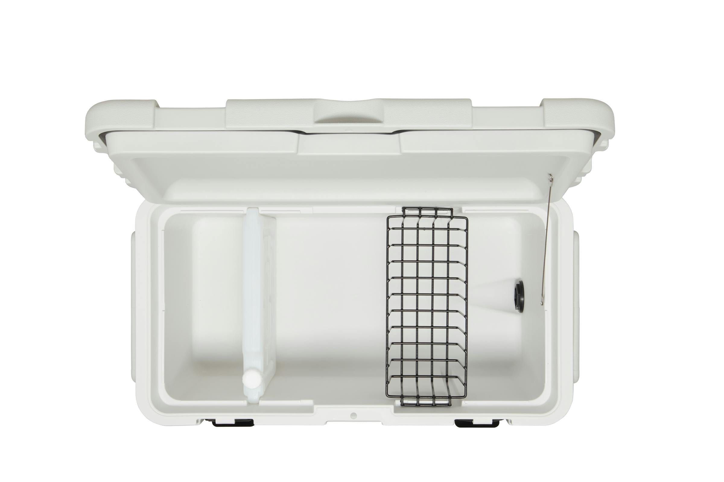 Coleman Glacier 50L Hard Cooler Grey, shown in use, showing the grey hard cooler.