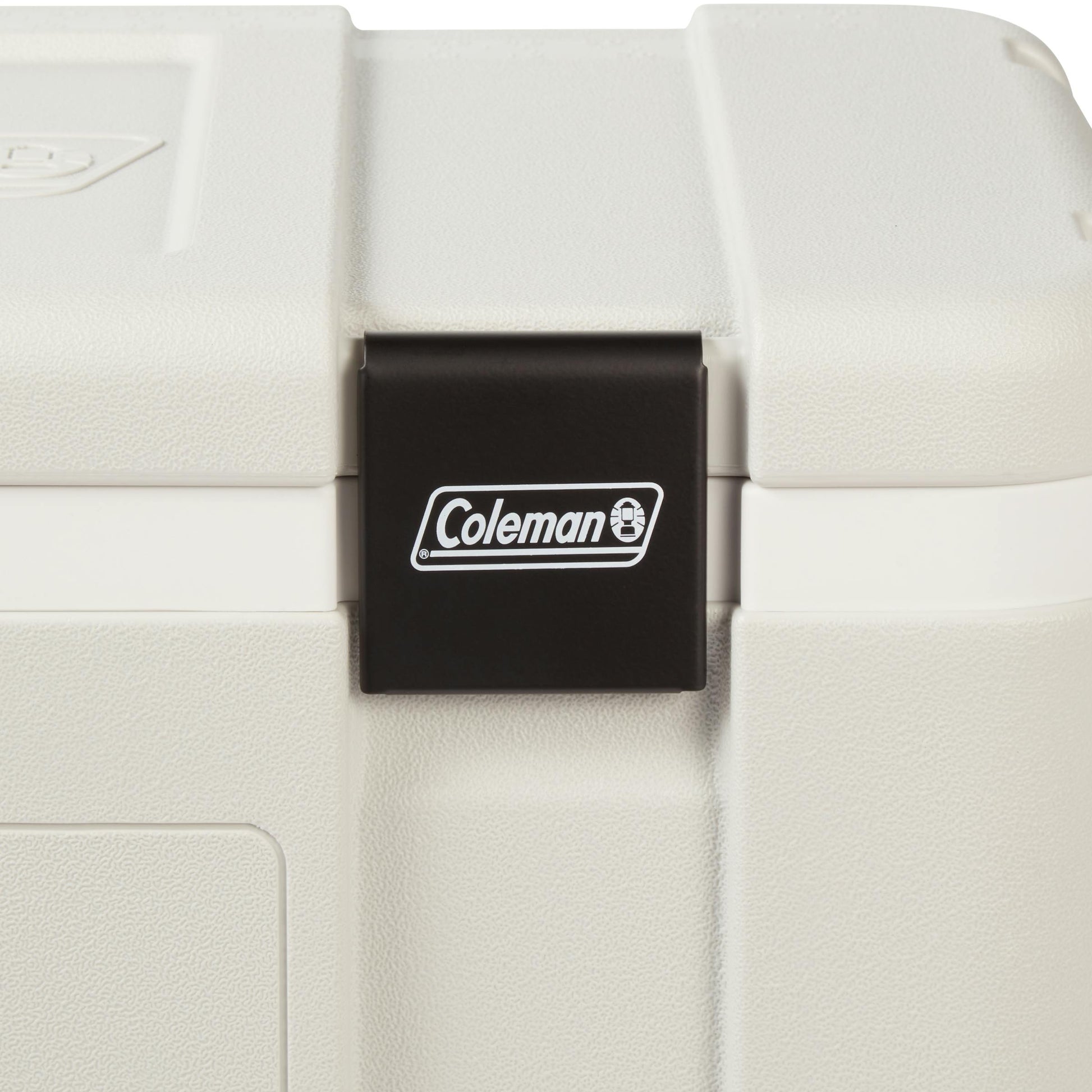 Coleman Glacier 50L Hard Cooler Grey, handle detail, showing the grey hard cooler.