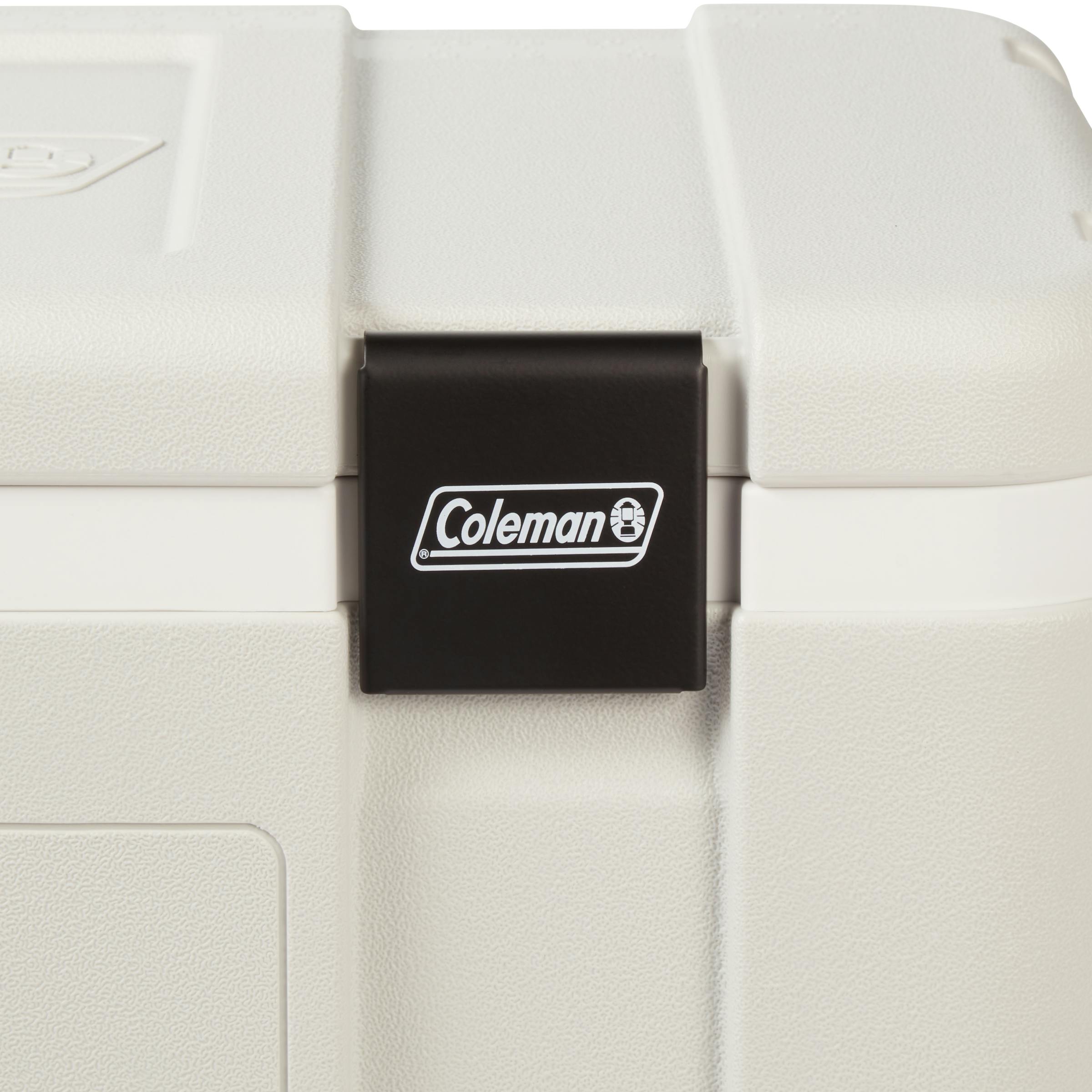 Coleman Glacier 50L Hard Cooler Grey, handle detail, showing the grey hard cooler.