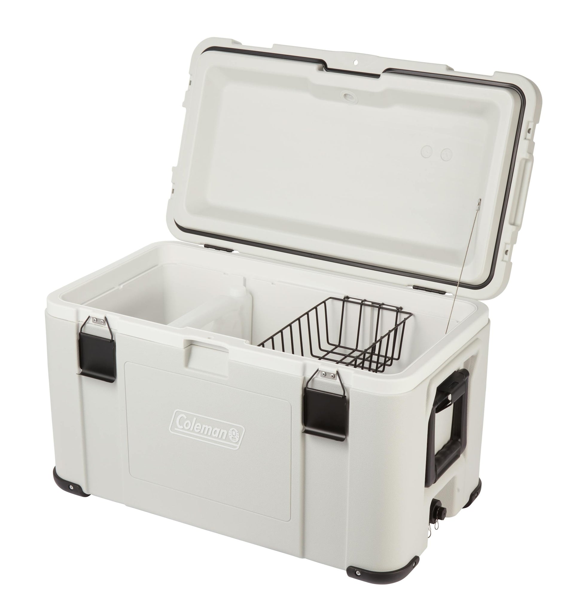 Coleman Glacier 70L Hard Cooler Grey, detail view, showing the grey hard cooler.