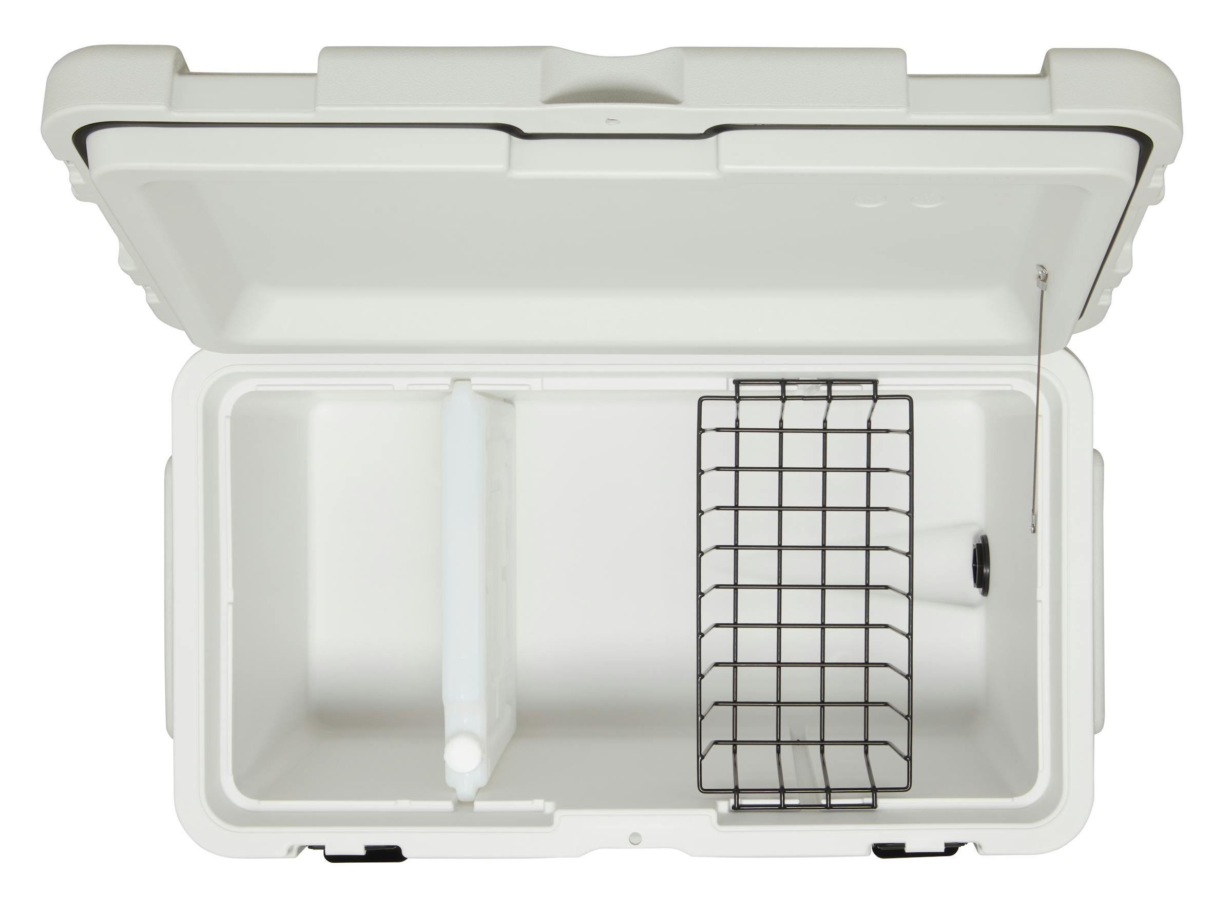 Coleman Glacier 70L Hard Cooler Grey, shown in use, showing the grey hard cooler.