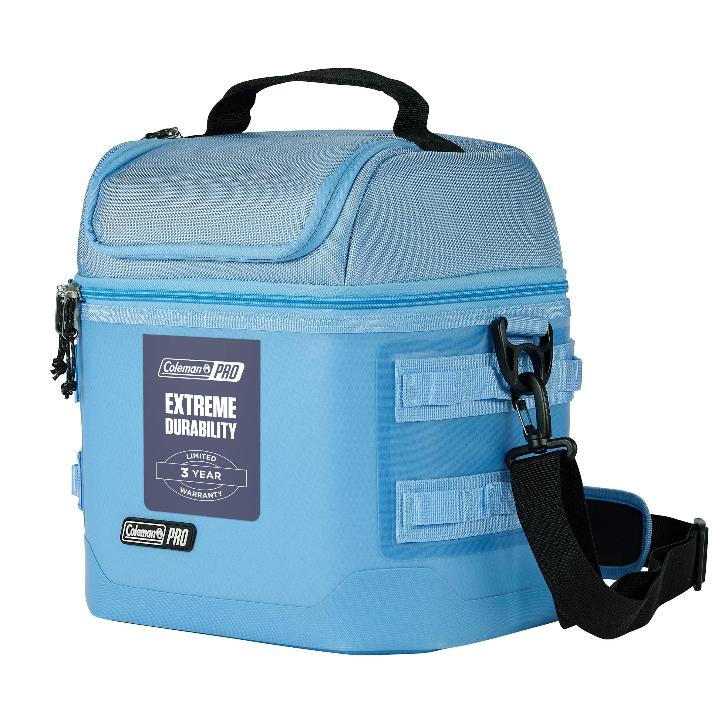 Coleman Pro 16 Can Soft Cooler Bag Sky Blue, main product image, showing the sky blue soft cooler bag.