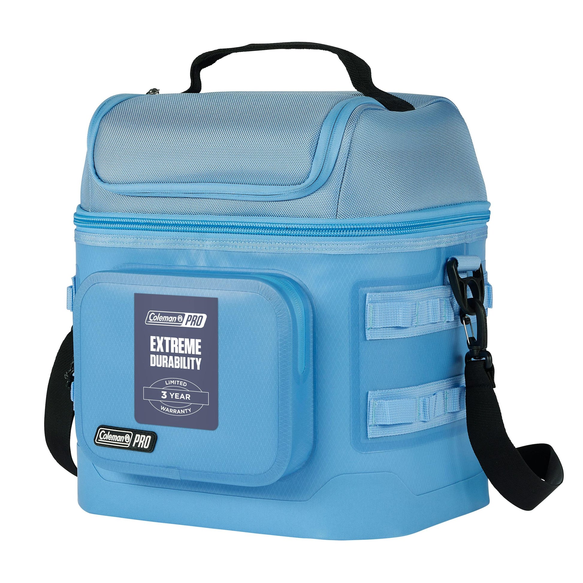 Coleman Pro 24 Can Soft Cooler Bag Sky Blue, main product image, showing the sky blue soft cooler bag.