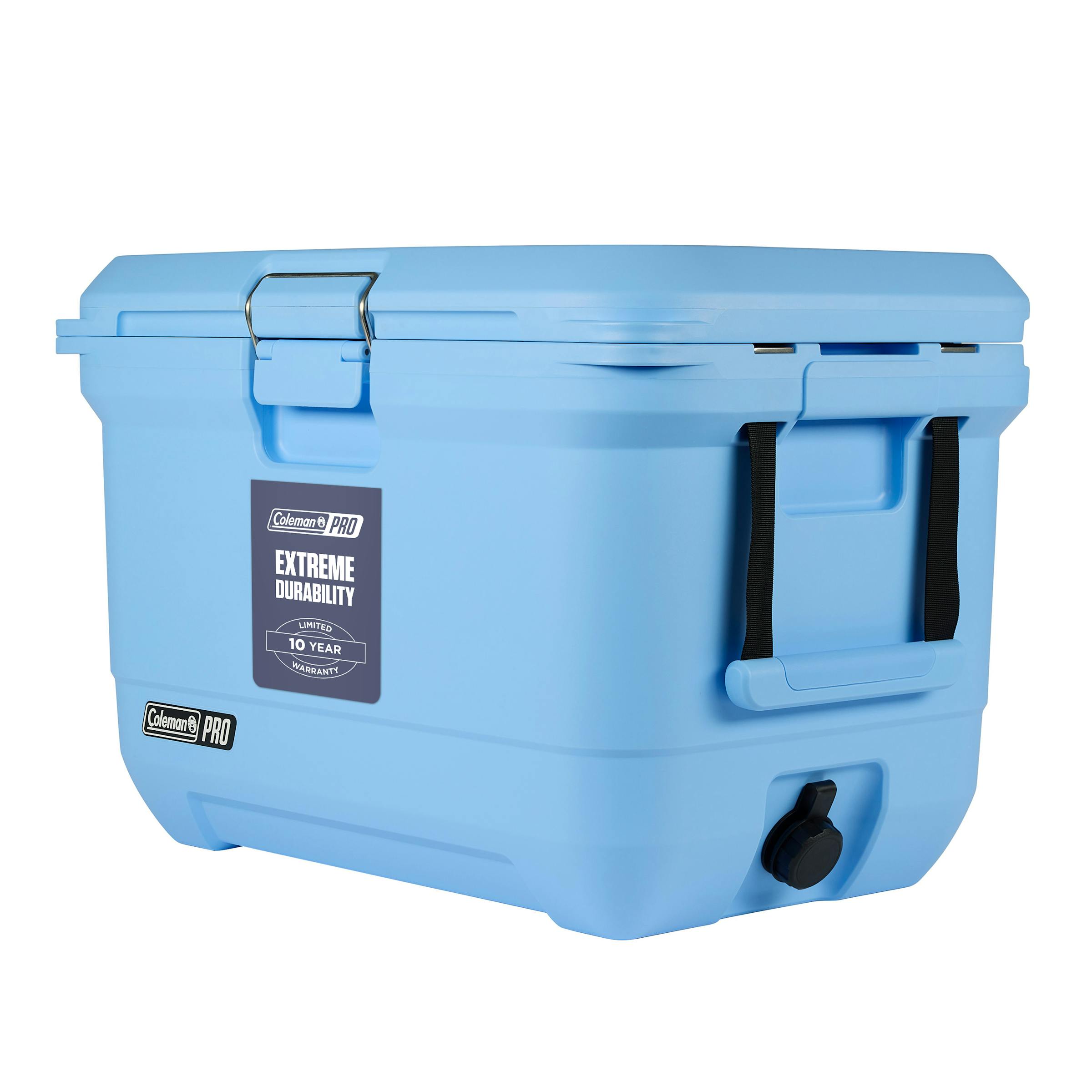 Coleman Pro 42L Hard Cooler Sky Blue, main product image, showing the sky blue hard cooler.