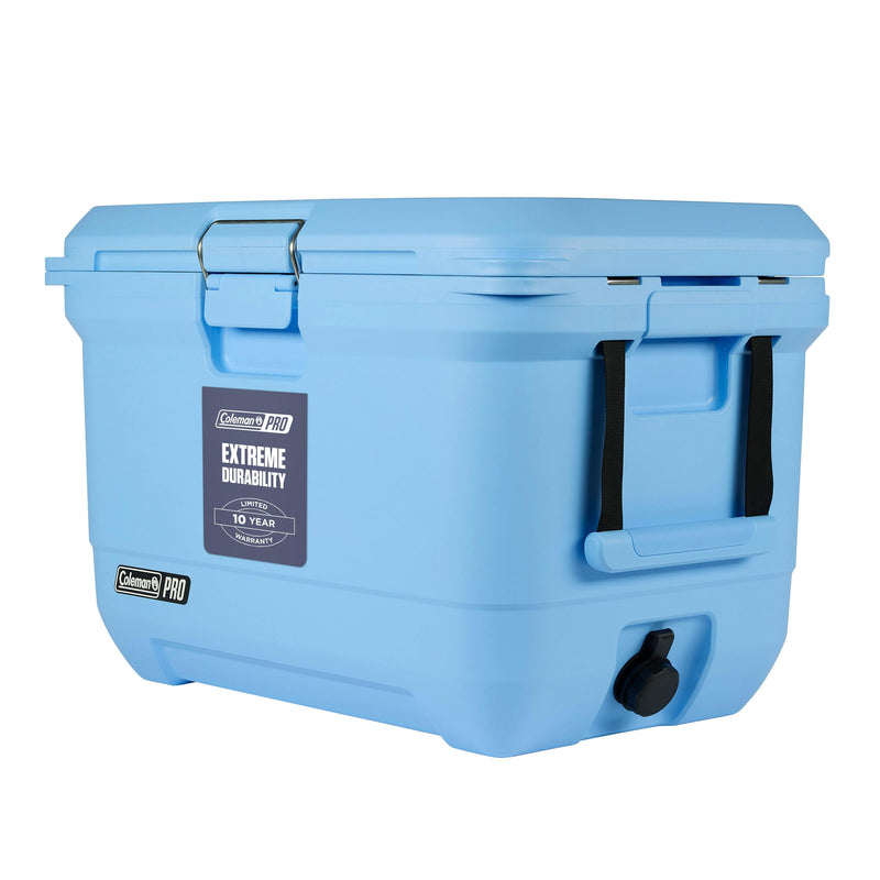 Coleman Pro 42L Hard Cooler Sky Blue, main product image, showing the sky blue hard cooler.