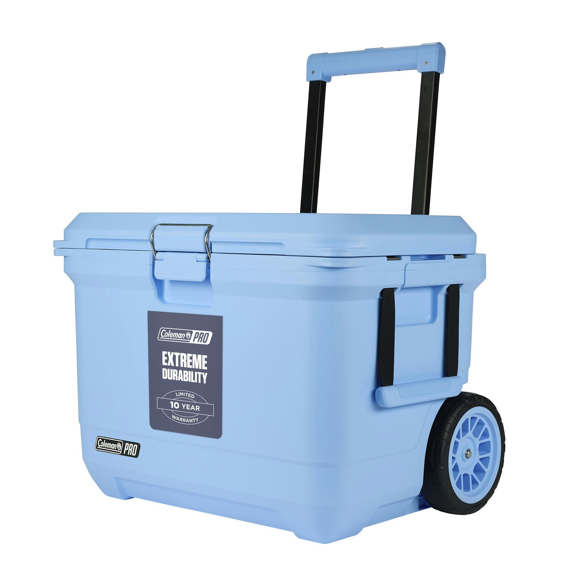 Coleman Pro 52L Hard Cooler Sky Blue, main product image, showing the sky blue hard cooler.