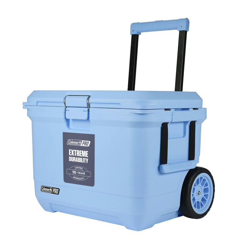Coleman Pro 52L Hard Cooler Sky Blue, main product image, showing the sky blue hard cooler.
