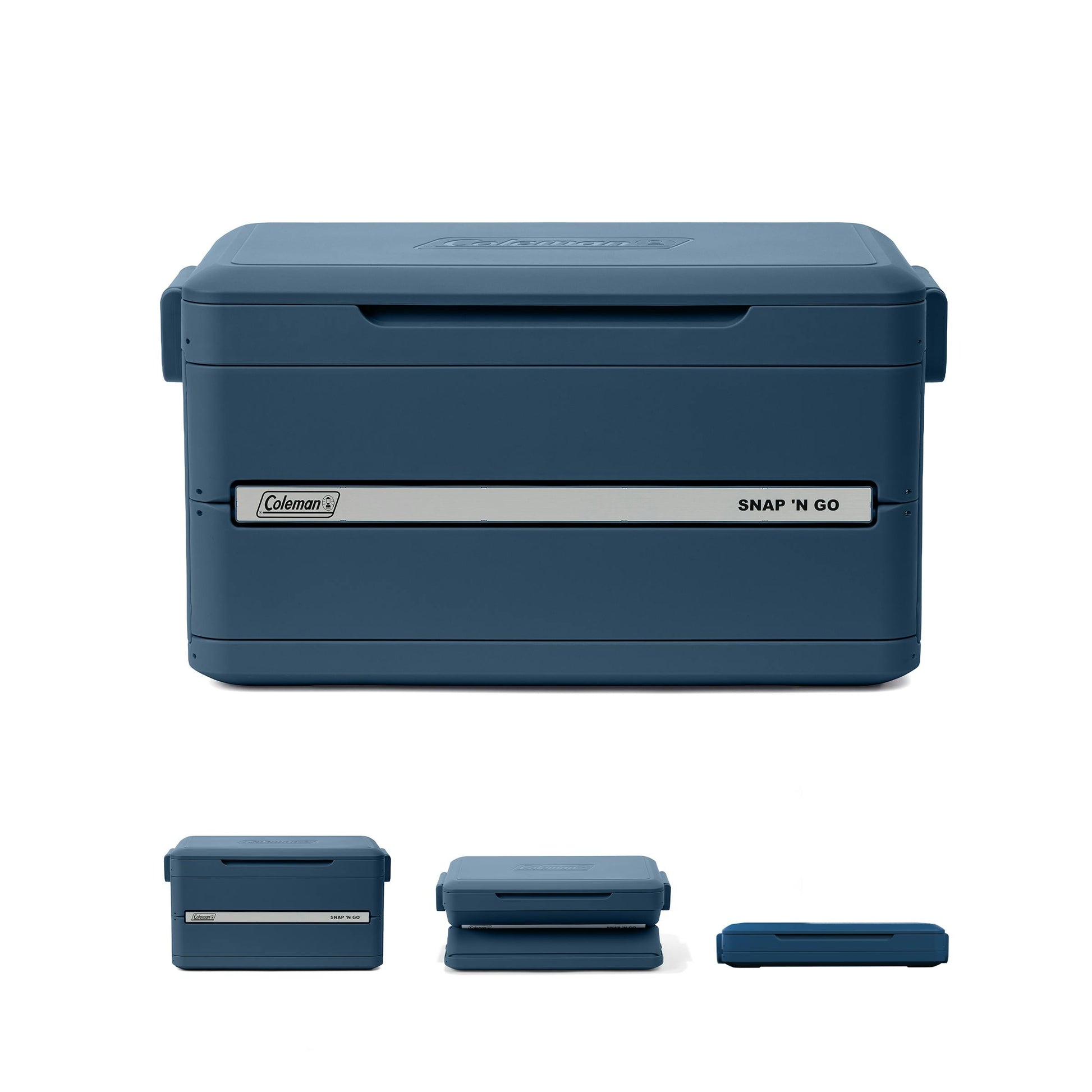 Coleman Snap 'N Go 52L Collapsible Cooler Sapphire, main product image, showing the sapphire collapsible cooler.