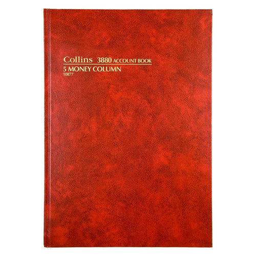 Collins 10877 Account Book Series 3880 5 Money Column Red Cover - image 1