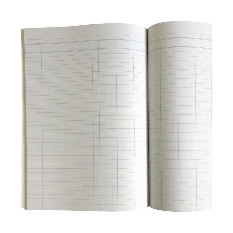 Collins 10310 A60 Analysis Book opened to show the 10 money column ruling, with blue column lines and a header rule across the facing pages