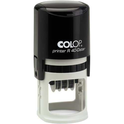Colop Printer R40-Dater self-inking round stamp with 40mm imprint and red/blue ink pad