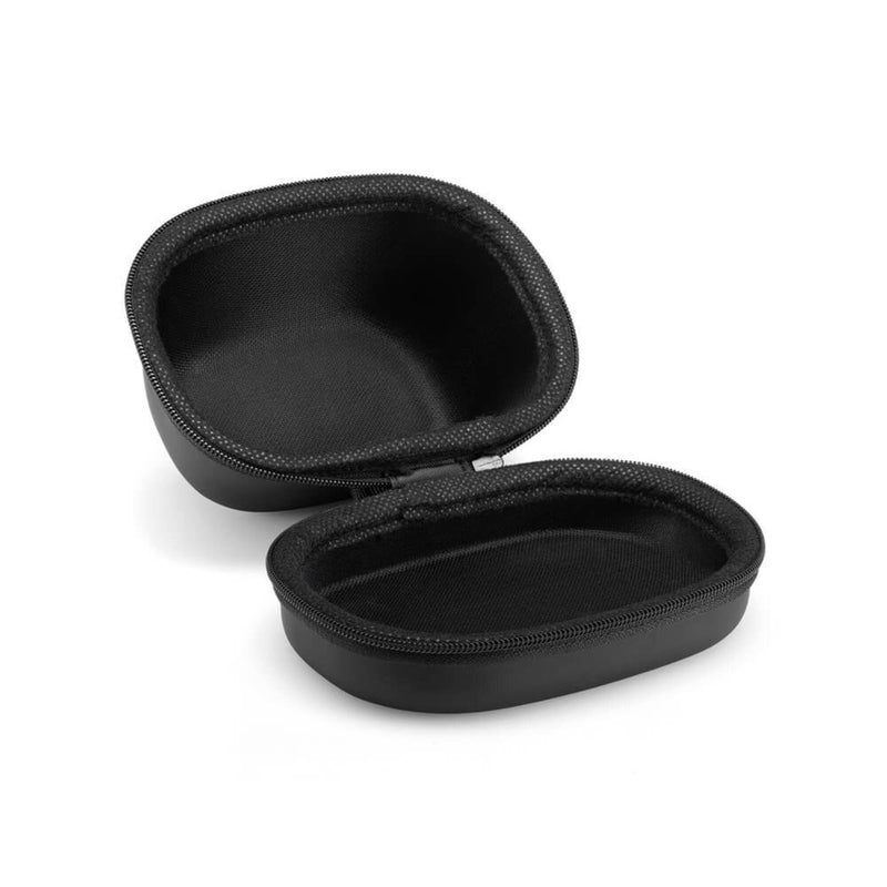 Black Colop e-mark protective case fully open showing the moulded inner shape and dark lining