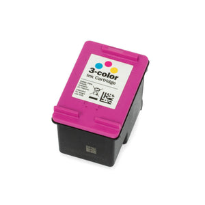 Colop e-mark tri-colour ink cartridge with a magenta body, black print head end and a white 3-color ink cartridge label