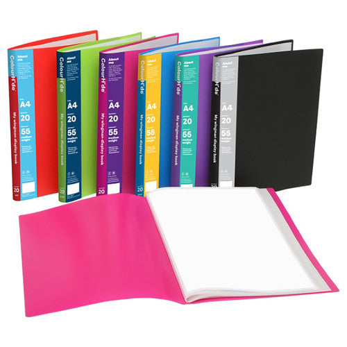 ColourHide Wingman A4 display book with 20 pockets in purple linen-effect cover