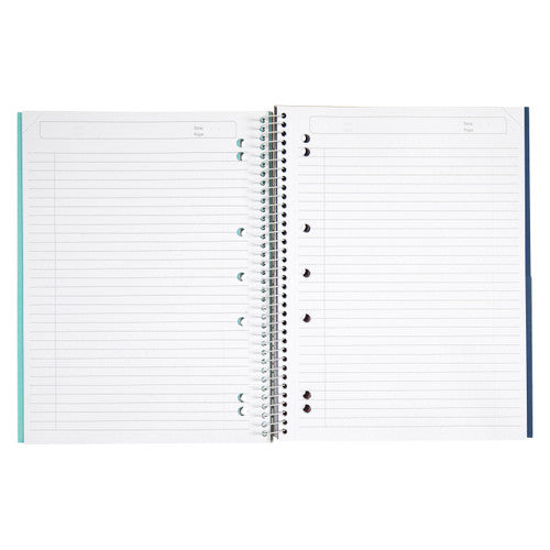 Open ColourHide 5 Subject Book showing 8mm ruled perforated pages and subject dividers