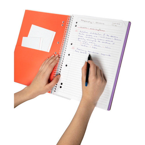 Pack of 5 ColourHide Sky Blue A4 5 Subject Books with pen holder and reusable ruler