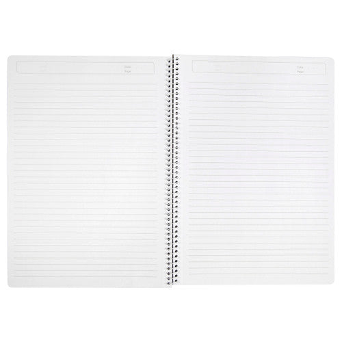 Pack of 10 ColourHide A4 notebooks in black, side-opening spiral bound with 120 ruled pages