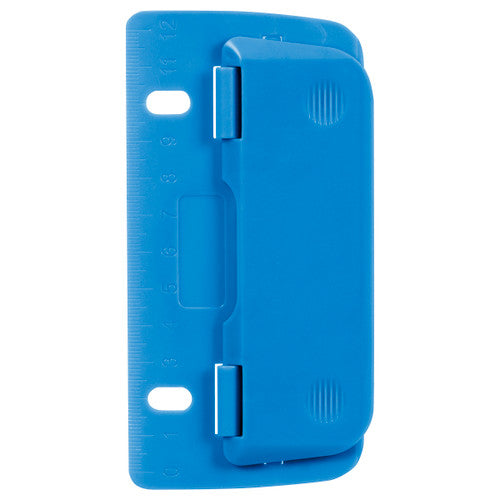 ColourHide Bindermate 2 Hole Punch in blue, showing ruled edge and binder-fit design, pack of 6