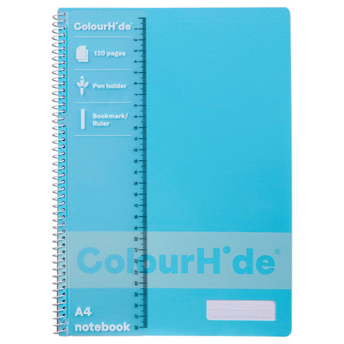 ColourHide A4 sky blue spiral notebook with PP cover and pen holder