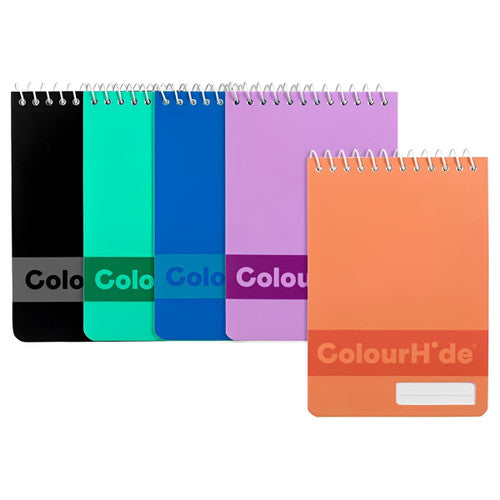ColourHide Pocket Notebook 96 ruled pages spiral bound 112x77mm assorted colours box of 48