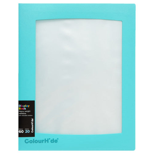 Close-up of 60 micron polypropylene insert sheet with stick-on spine label from ColourHide Aqua Display Book