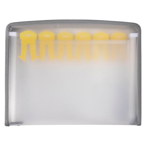 ColourHide Clear A4 Zip File positioned on a desk with penholder loop detail visible
