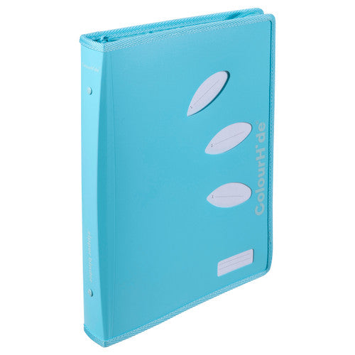 ColourHide A4 zipper binder in sky blue with 25mm 2 D-ring mechanism and zip closure