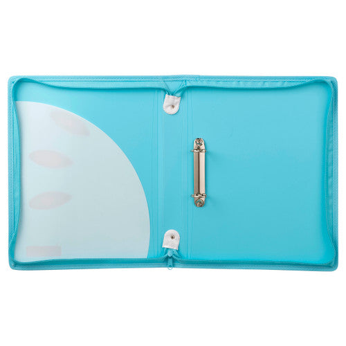 Pack of 10 ColourHide sky blue A4 zipper binders with durable PP cover
