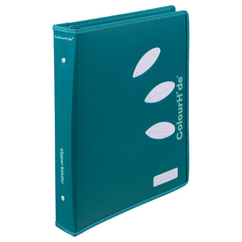 ColourHide A4 Teal Green Zipper Binder with 2 D-ring 25mm mechanism and zip closure