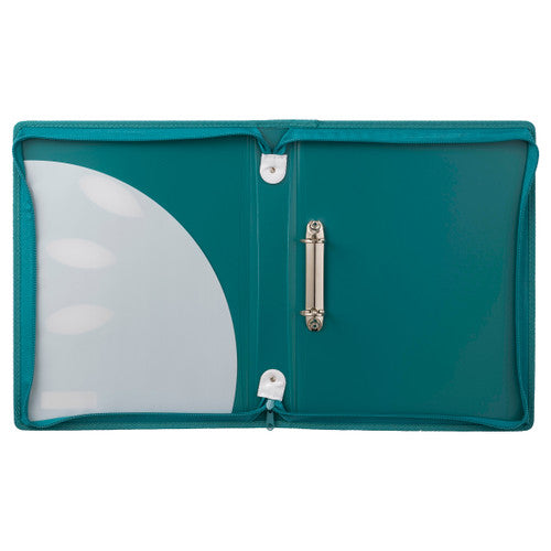 Pack of 10 ColourHide Teal Green A4 Zipper Binders in protective PP material
