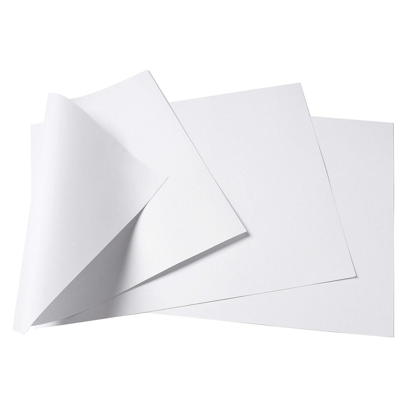 Three clean white sheets of 160gsm card arranged on a neutral background, with one sheet folded upward to illustrate flexibility and durability. The image highlights the smooth printable surface and quality construction suitable for office and educational use.