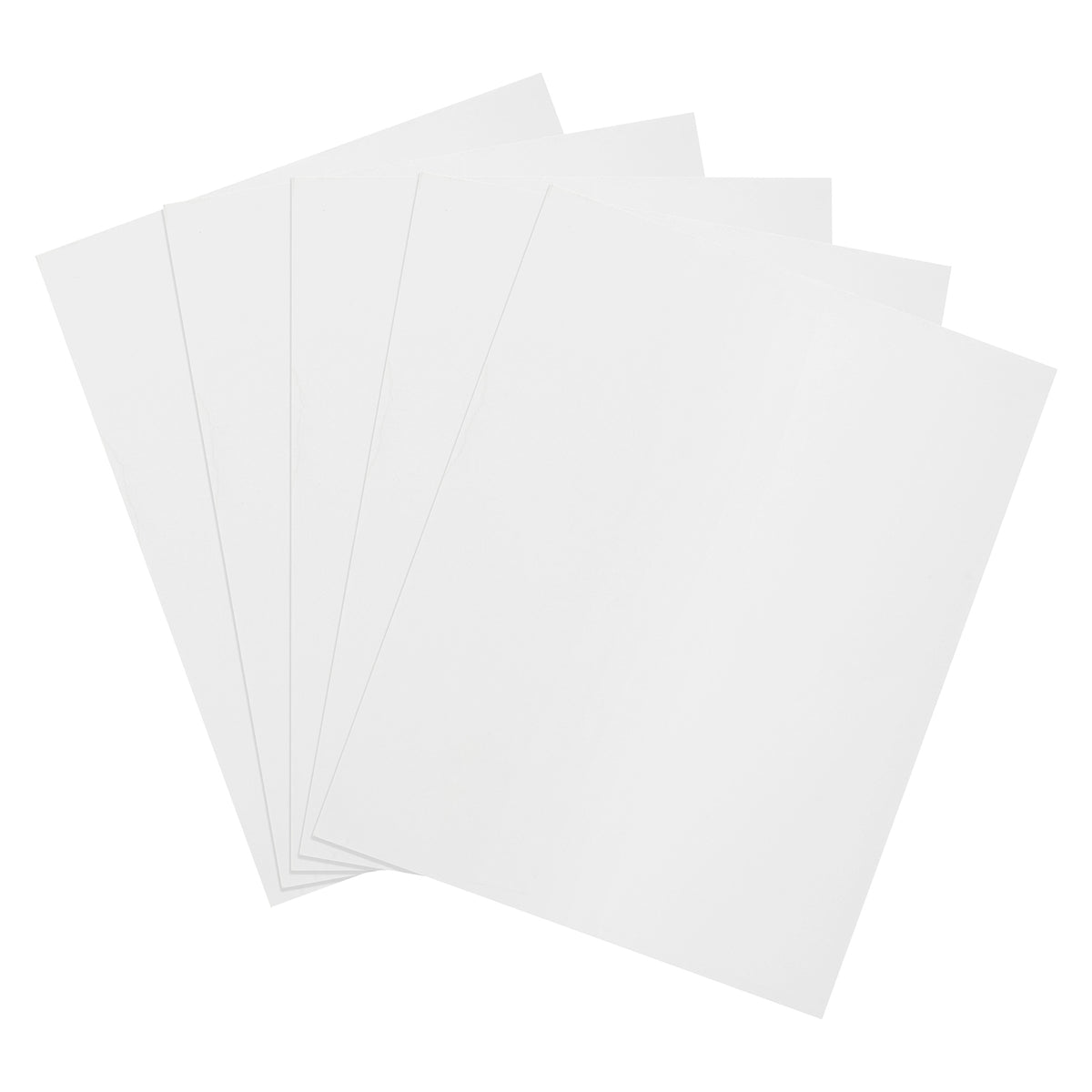 Several white Colourful Days foam board sheets fanned out on a plain white background