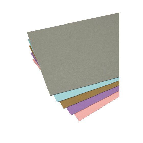 Colourful Days Pearl Board sheets overlapping at an angle, with the grey sheet on top and pale blue, bronze, lilac and pink beneath
