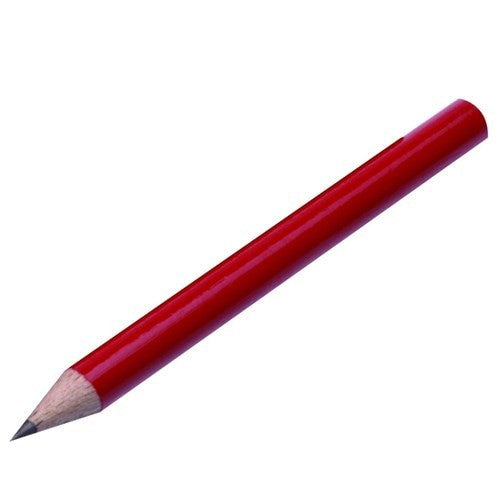 Close-up of Columbia Cadet HB pencil showing round red barrel and graphite tip