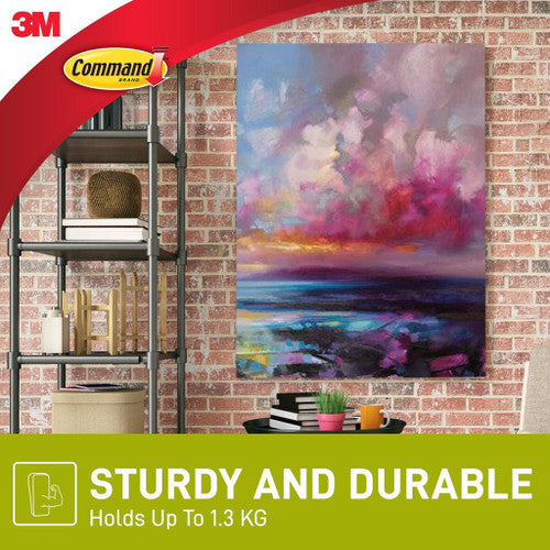 Command large white canvas hanger shown next to a canvas sized up to 450 x 600 mm