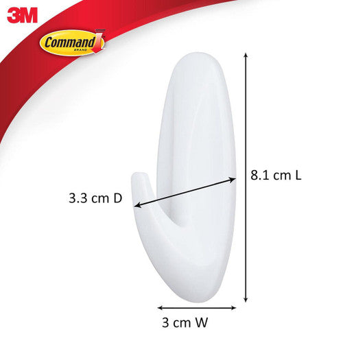 Command medium hook attached to a smooth wall holding a hanging bag
