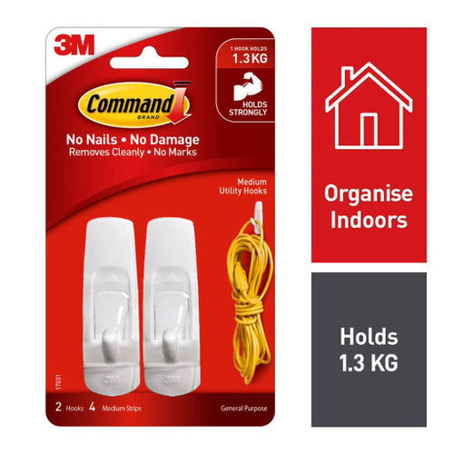 Command Hooks Medium White 2 Pack (1.3kg) - image 2