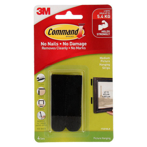 Command Picture Hanging Strips Medium Black 4 Pack - image 1