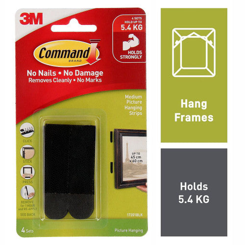 Command Picture Hanging Strips Medium Black 4 Pack - image 2